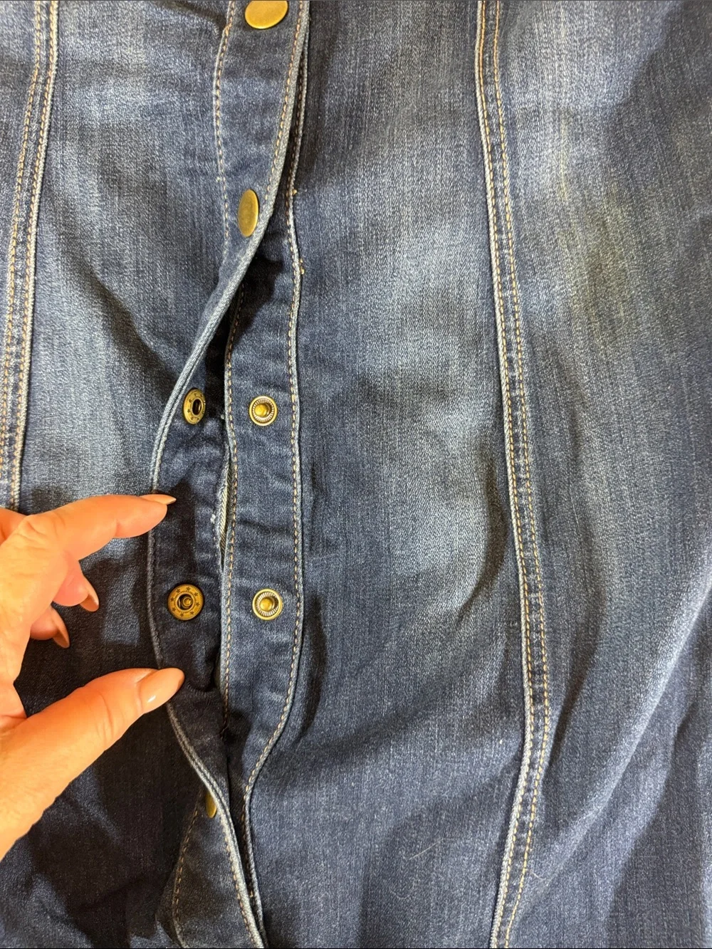 New York & Company Dark Blue Denim Midi Shirt Dress 481